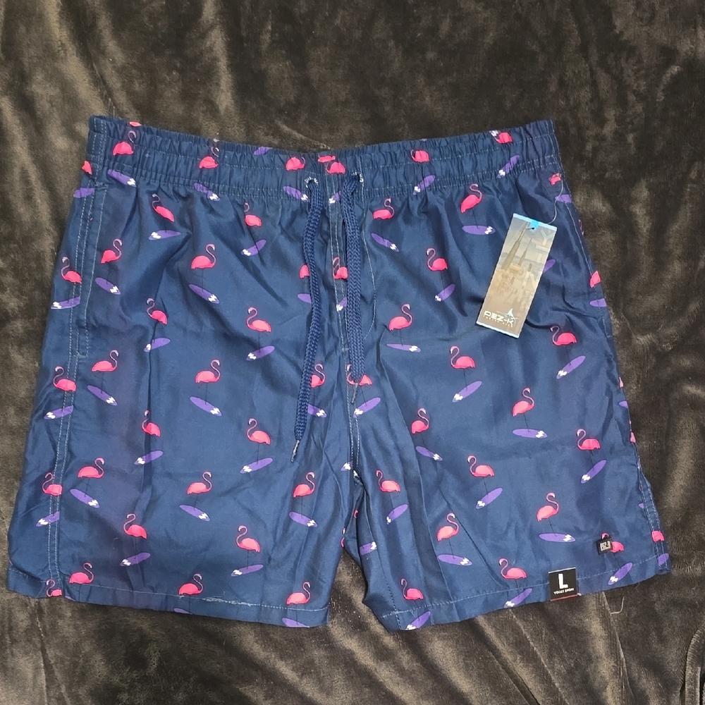 Stylish Flamingo Print Swim Trunks